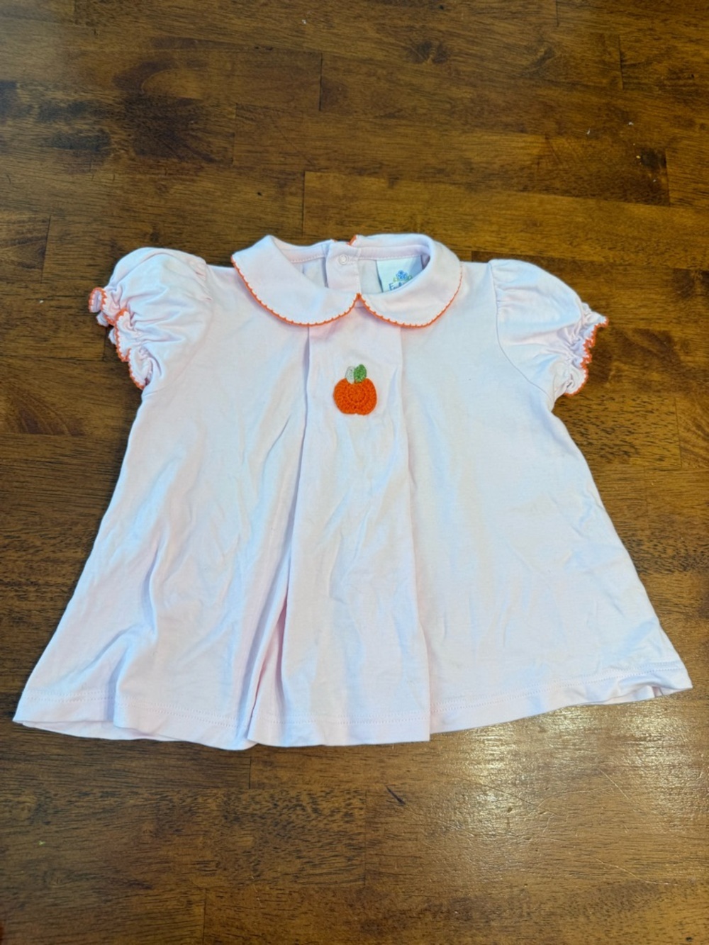 Pink Pumpkin Appliqué Peter Pan Collar Top